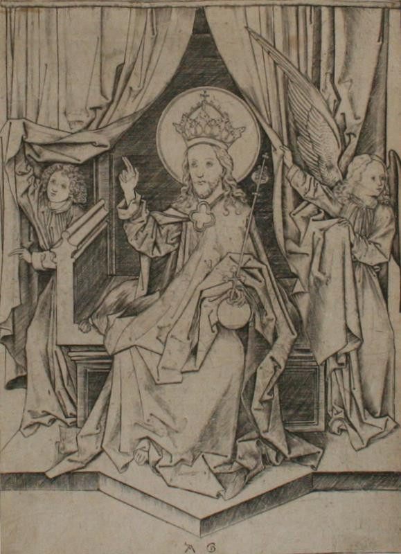 Albrecht Glockendon (Glockenton) - Bůh otec sedící na trůnu pod baldachýnem