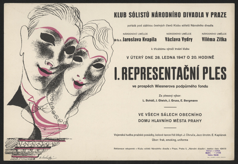 Karel Svolinský - I. representační ples, Klub sólistů Národního divalda v Praze 1947, Obecní dům hl. m. Prahy