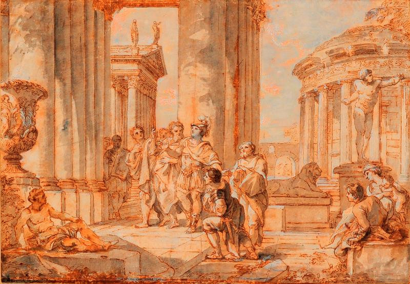 Giovanni Paolo Pannini - Římský vojevůdce před chrámem