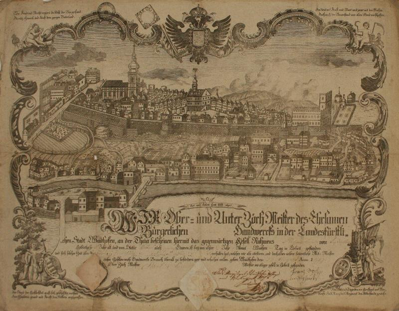 Johann Stenger - Waidhofen  -  záhlaví  tovaryšského  listu