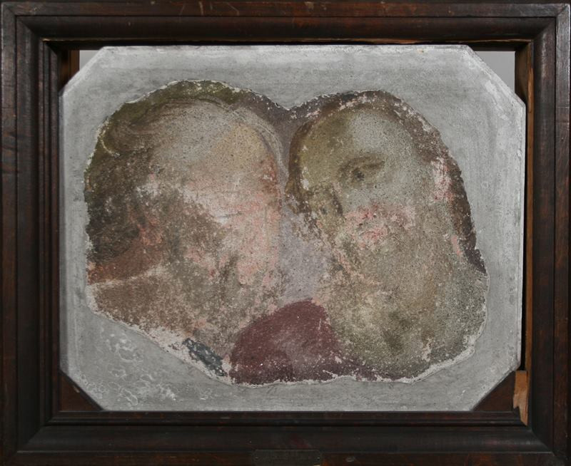 Josef Stern - Dvě mužské hlavy - fragment nástěnné malby