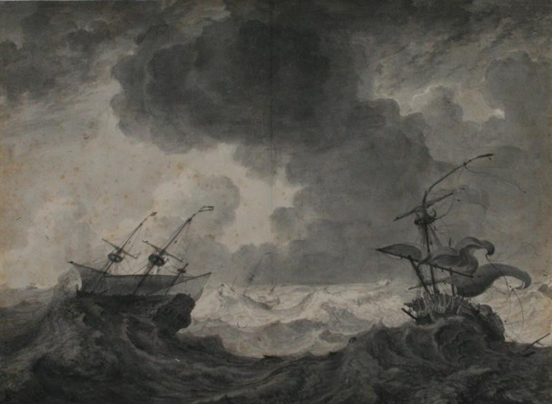 Ludolf Backhuisen (Backhuyzen) - Lodi na rozbouřeném moři