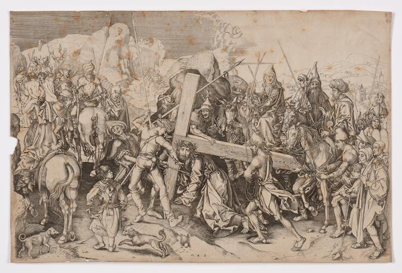 Martin Schongauer - Kristus  padá  pod  křížem