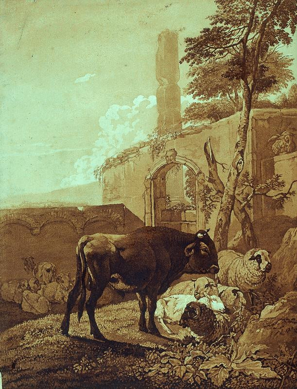 Wilhelm von Kobell - Býk s pěti ovcemi