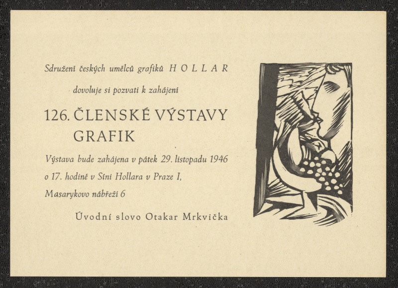 neurčený autor - 126. členská výstava grafiky, 29.11.1946, Síň Hollara v Praze