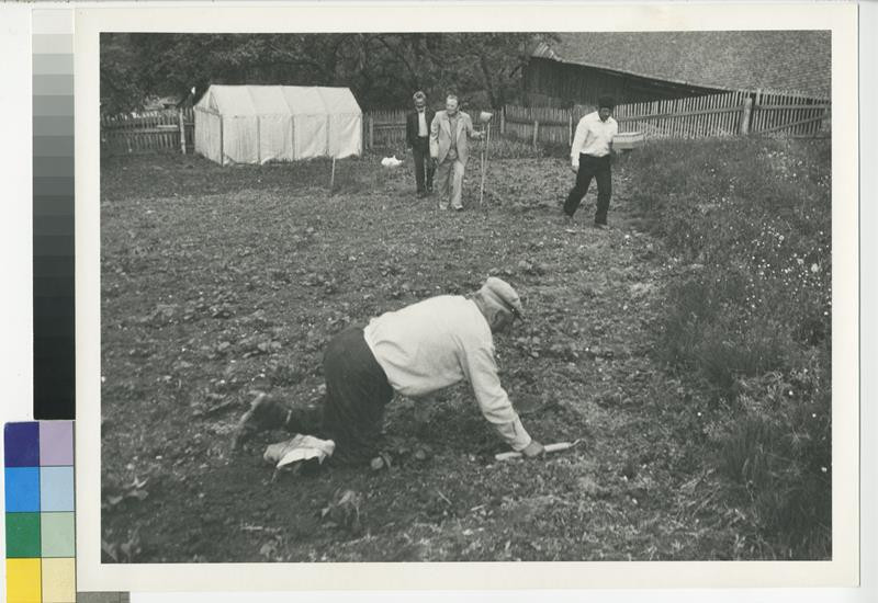 Jindřich Štreit - Volební komise MNV Jiříkov navštěvuje voliče p. Stacha, který je bez nohy v Těchanové