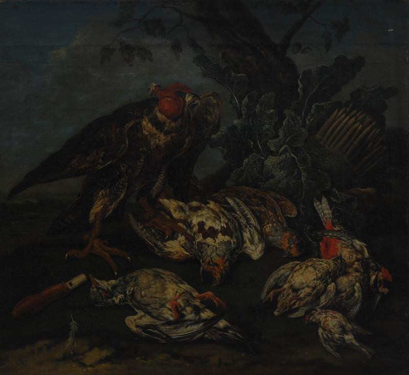 Karel Wilhelm Hamilton - Mrtví ptáci s živým sokolem