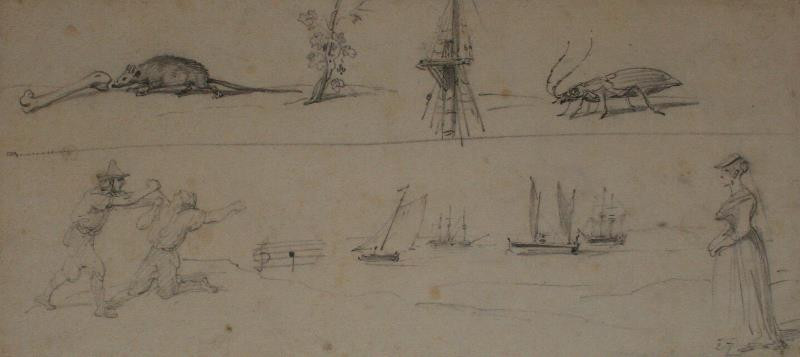 Horace Vernet - Studie postav, brouků a lodí