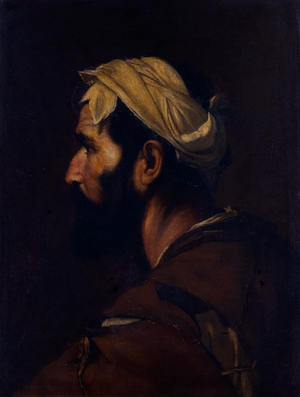 neznámý malíř italský - Hlava muže s bílým šátkem