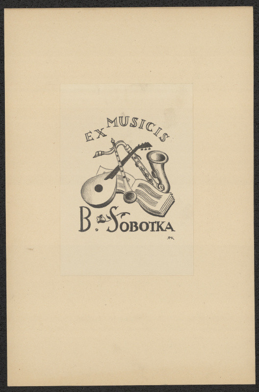 Rudolf (Ruda) Kubíček - Ex musicis IB. Sobotka. in Ruda Kubíček, Čtvrtý soubor exlibris. Uherské Hradiště 1935
