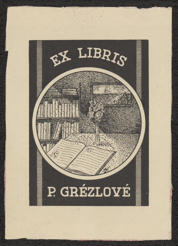 Karel Horálek (?) - Ex libris P. Grézlové