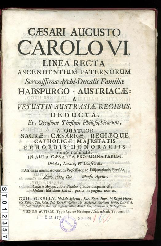 neurčený autor - Caesari Carolo VI. linea recta ascendentium paternorum Habspurgo-Austriace