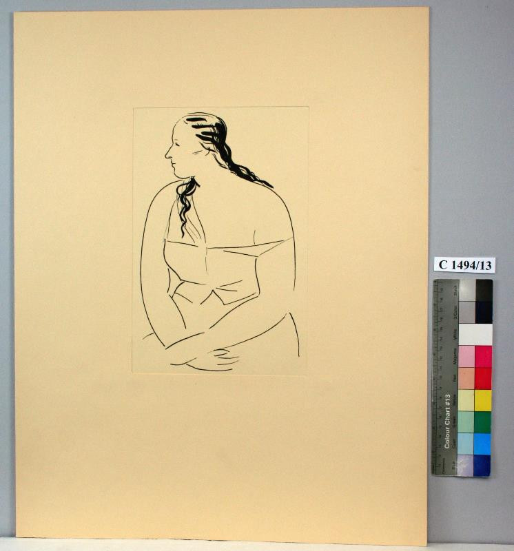 Rudolf Kremlička - Polopostava ženy (R. Kremlička - litografie, Um. Beseda 1936)