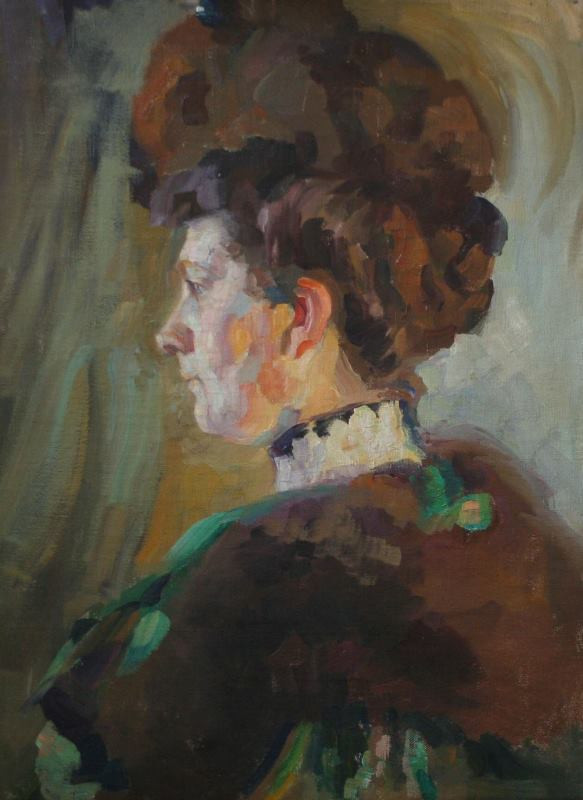 neznámý malíř - Profilová podobizna paní v klobouku