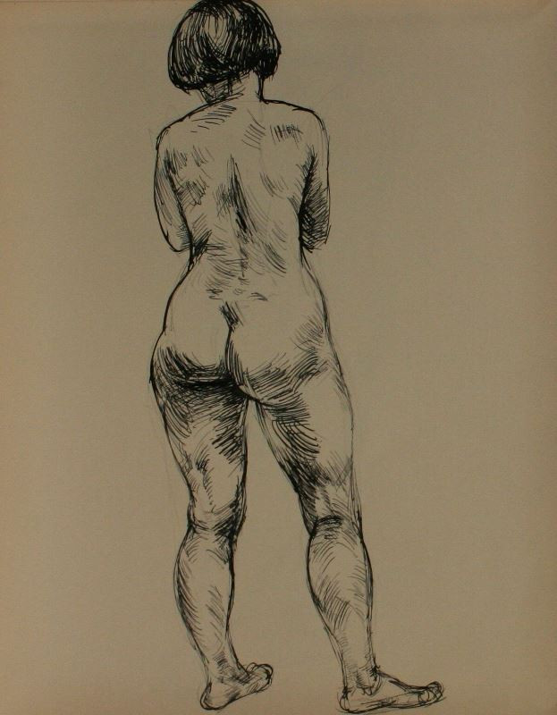 Otto Neudert - Studie rozkročeného ženského aktu zezadu