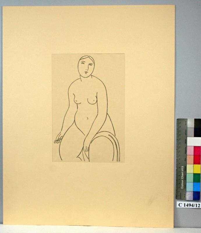 Rudolf Kremlička - Sedící akt ženy (R. Kremlička - litografie, Um. Beseda 1936)