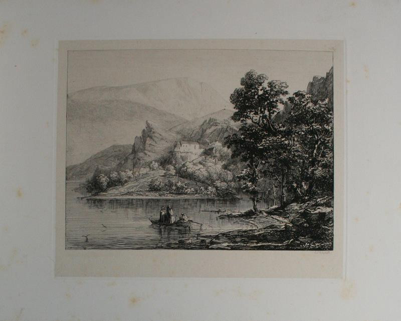 Caspar Johann Nepomuk Scheuren - Mniši v loďce na horském jezeře