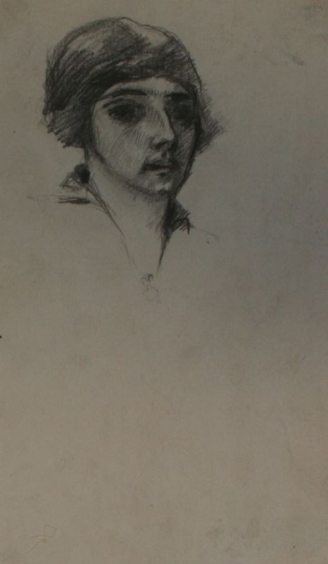 Linka Procházková-Scheithauerová - Hlava ženy - studie k vlastnímu portrétu