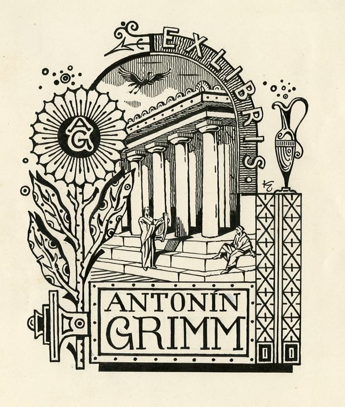 Jan Konůpek - Návrh na:   Ex libris   Antonín  Grimm
