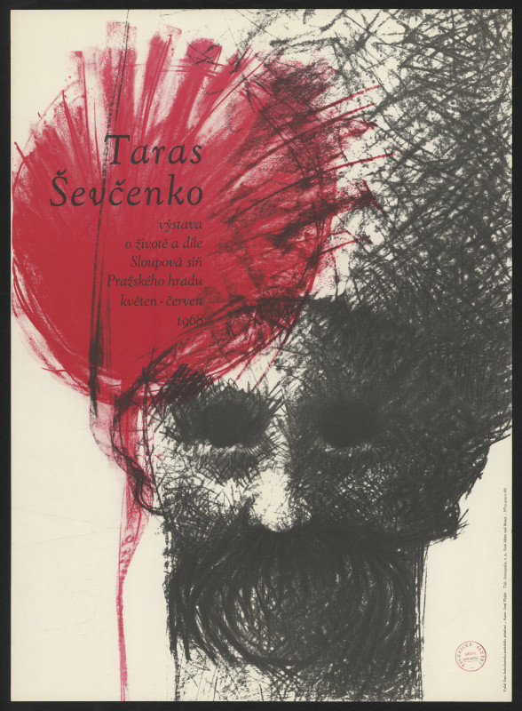 Josef Flejšar - Taras Ševčenko - výstava o životě a díle, sloupová síň Pražského hrafu 1968