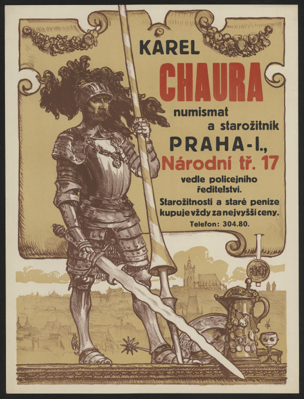 Viktor Oliva - Karel Chaura, numismatik a starožitník Praha 1, Národní tř.