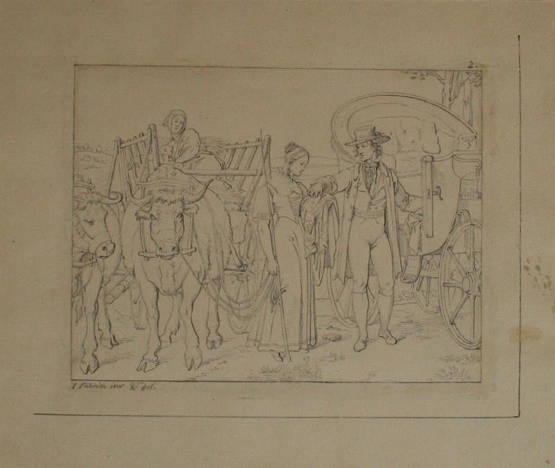 Josef Führich - Ilustrace ke Goethovu Hermannu a Dorothee. Setkání Hermanna s Dorotheou
