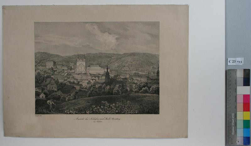 Adolf Bedřich (Friedrich) Kunike - Ansicht  des  Schlosses  und  Stadt  Sternberg  in  Mähren