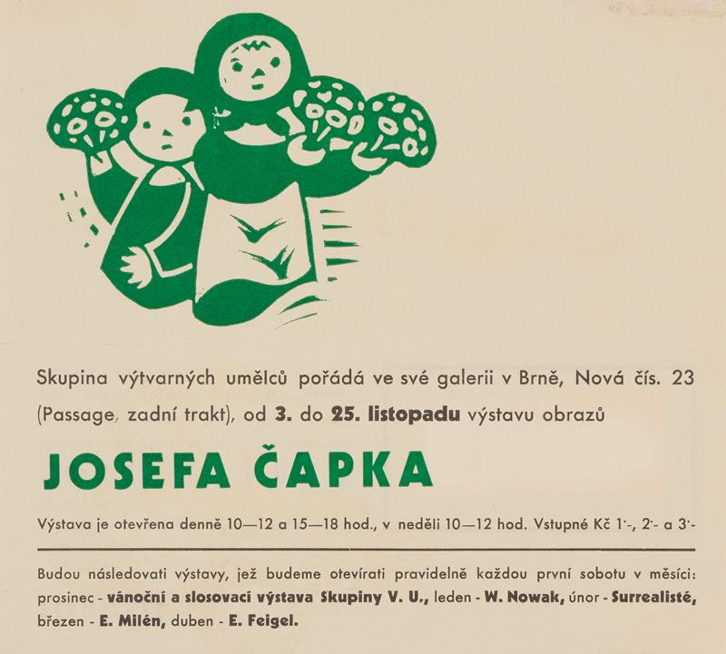 Josef Čapek - Děti s květinami - pozvánka
