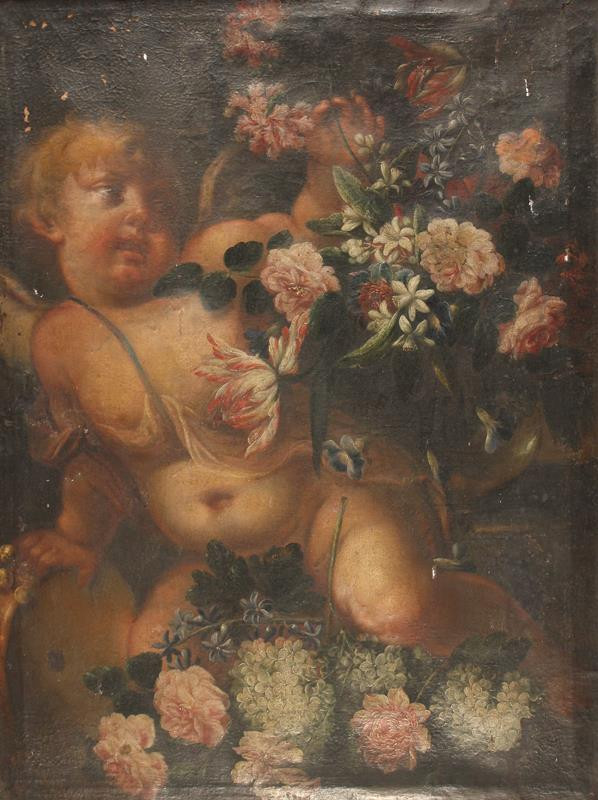 neznámý malíř - Putti a květiny