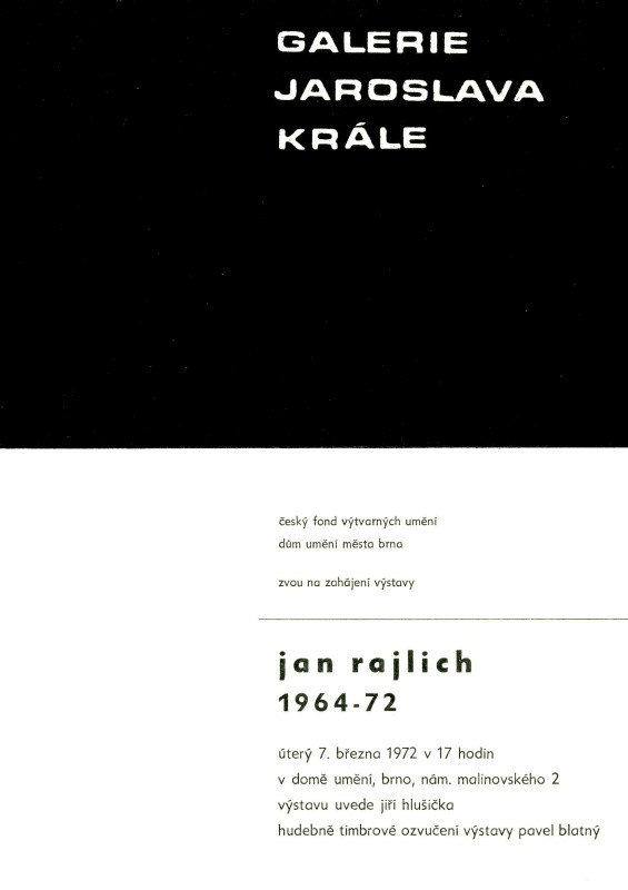 Jan Rajlich st. - Jan Rajlich 1964-72. Galerie Jaroslava Krále 1972 DU Brno