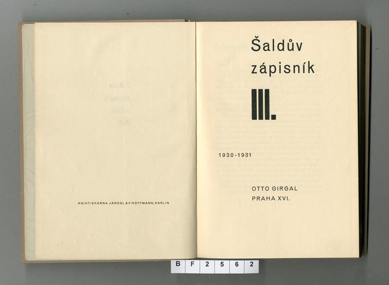 František Xaver Šalda, Otto Girgal - Šaldův zápisník III. 1930-1931