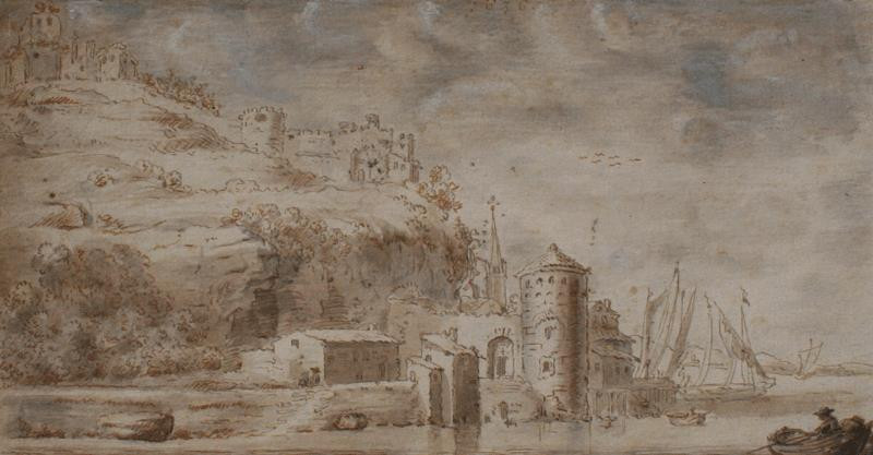 Pieter Coopse - Přístav s ruinami pevnosti