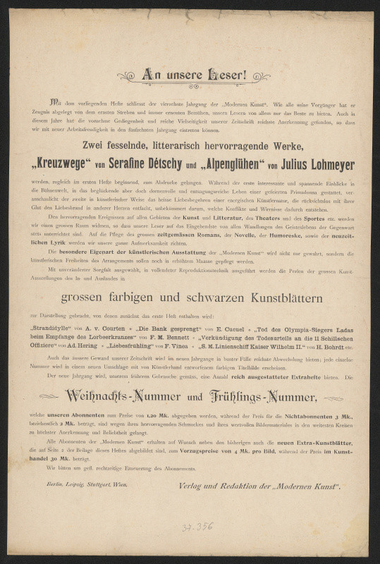 Elli Hirsch - Moderne Kunst, 26. Heft, XIV. Jahrgang, Künstlerhaus Einweihung München 1900