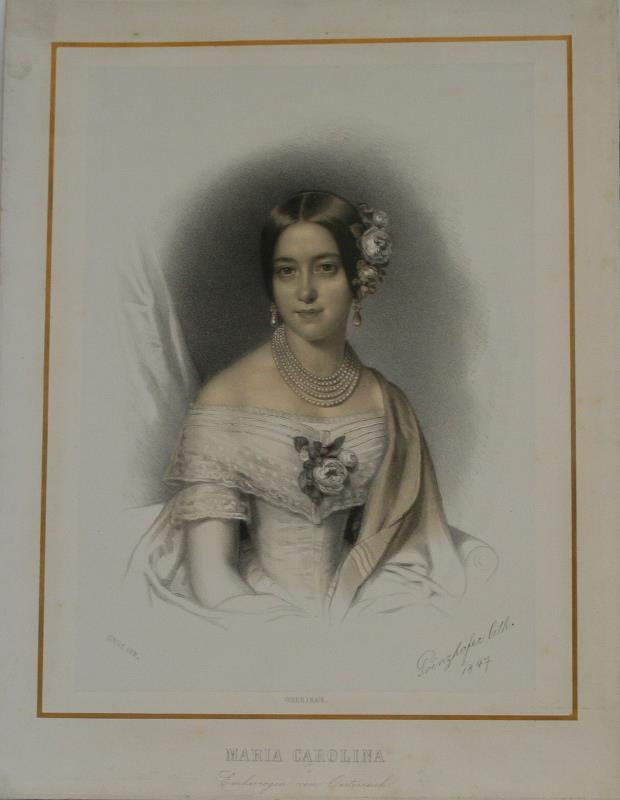August Prinzhofer - Podobizna Marie Karolíny, arcivévodkyně rakouské
