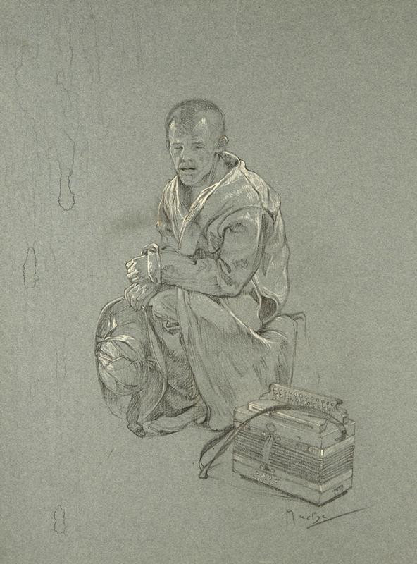 Alfons Mucha - Studie ke kresbě Blahoslavení chudí duchem