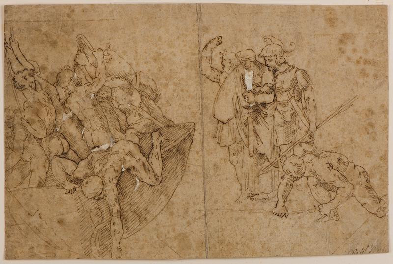 Giulio Pippi zv. Giulio Romano - podle - Část z fresky Neptolemus bere Andromachu po dobytí Troje do zajetí