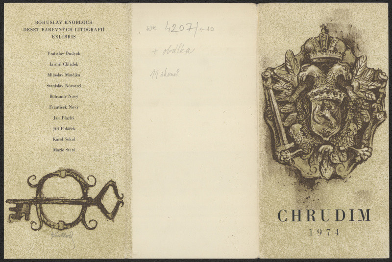 Bohuslav Knobloch - Chrudim 1974. Bohuslav Knobloch, 10 barevných litografií exlibris.