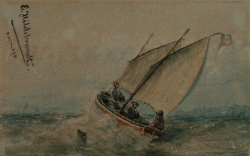 Eduard Hildebrandt - Člun na rozbouřeném moři