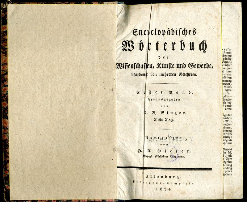 Heinrich August Pierer - Encyclopädisches Wörterbuch oder Wissenschaften, Künste und Gewerbe. Erster Band