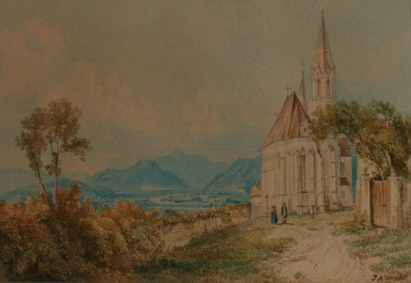 Josef Matěj Navrátil - Gotický kostel v údolí řeky Muru