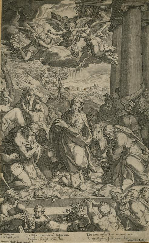 Cornelis Cort - Klanění pastýřů (Narození Páně)