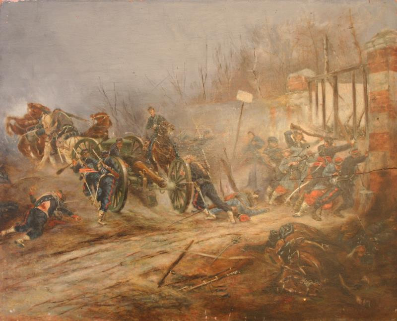 Alphonse-Marie-Adolphe de Neuville - Bitevní scéna z francouzkoněmecké války