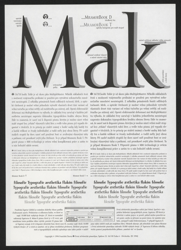 František Štorm - Mramor Black, Mramor Bold, Mramor Medium, Mramor Book, Mramor Light, Mramor Text, Mramor Book Text ´94, Typo katalog 95-6, 1995