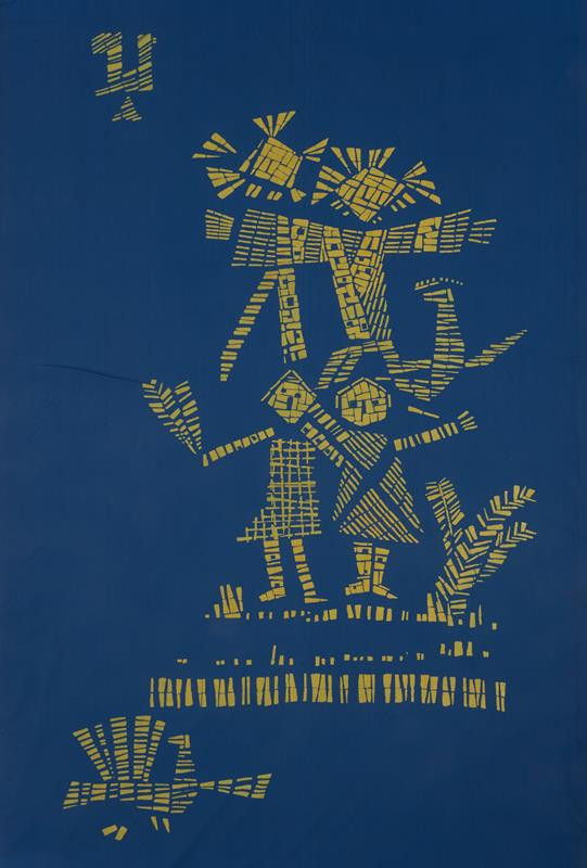 Radoslav Kratina - panneau textilní modrotiskové