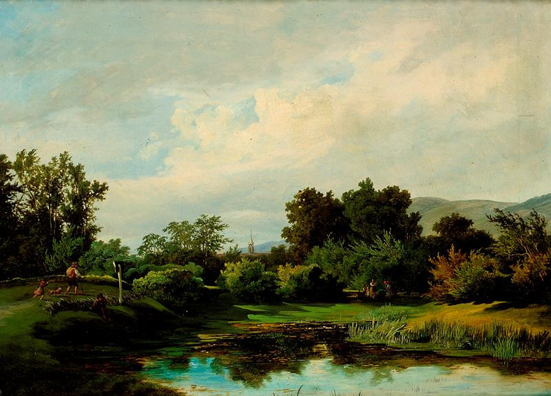 Anton Altmann ml. - Krajina u rybníka (Okraj lesa v podvečer)