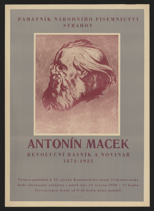 neznámý - Antonín Macek, revol. básnik a novinář 1872 - 1923, Památník nár. písemn. Strahov