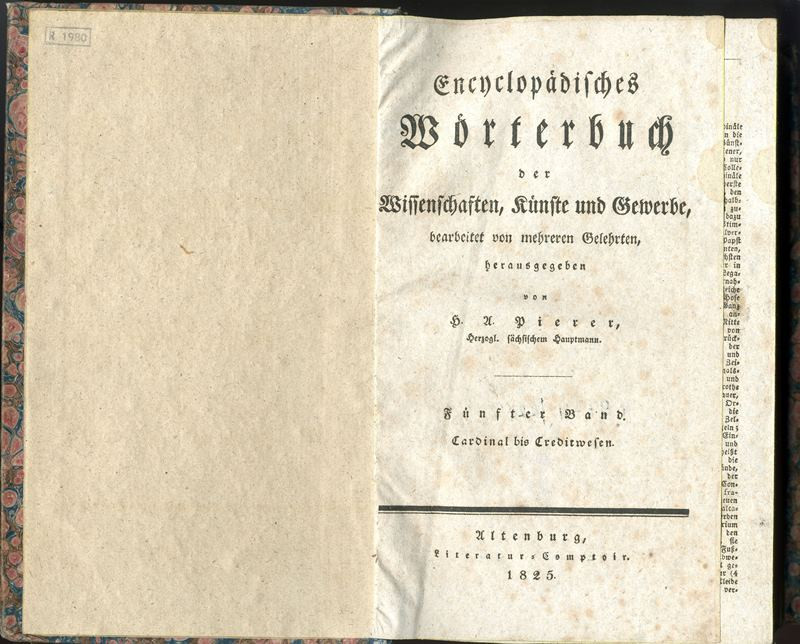 Heinrich August Pierer - Encyclopädisches Wörterbuch der Wissenschaften, Künste und Gewerbe. Fünfter Band