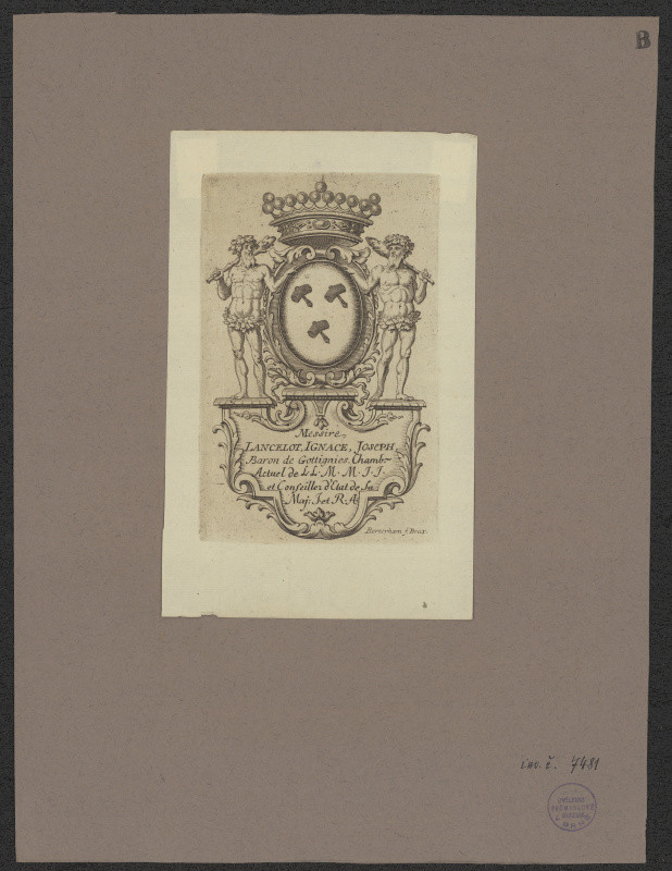 Berterham f. Brux - Ex libris Messire Lancelot Ignace Joseph, baron de Gottignies