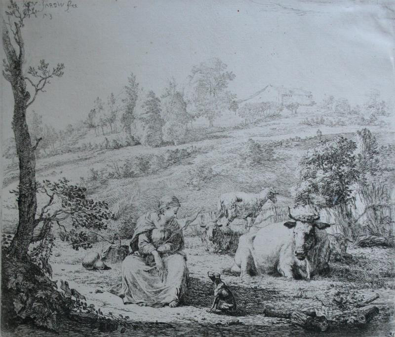 Karel Dujardin - Pastýřka se svým psem