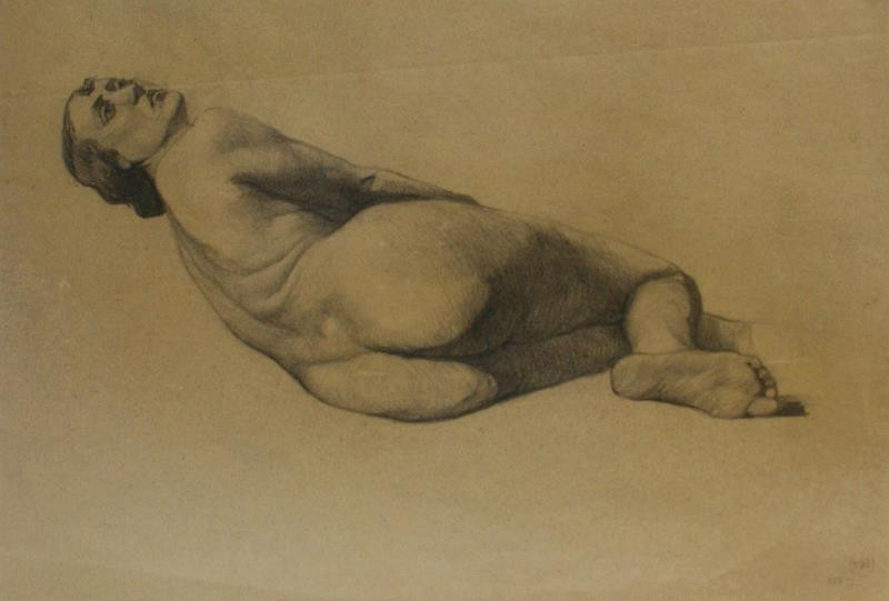 Rudolf Leger - Akt ležící ženy ze zadu